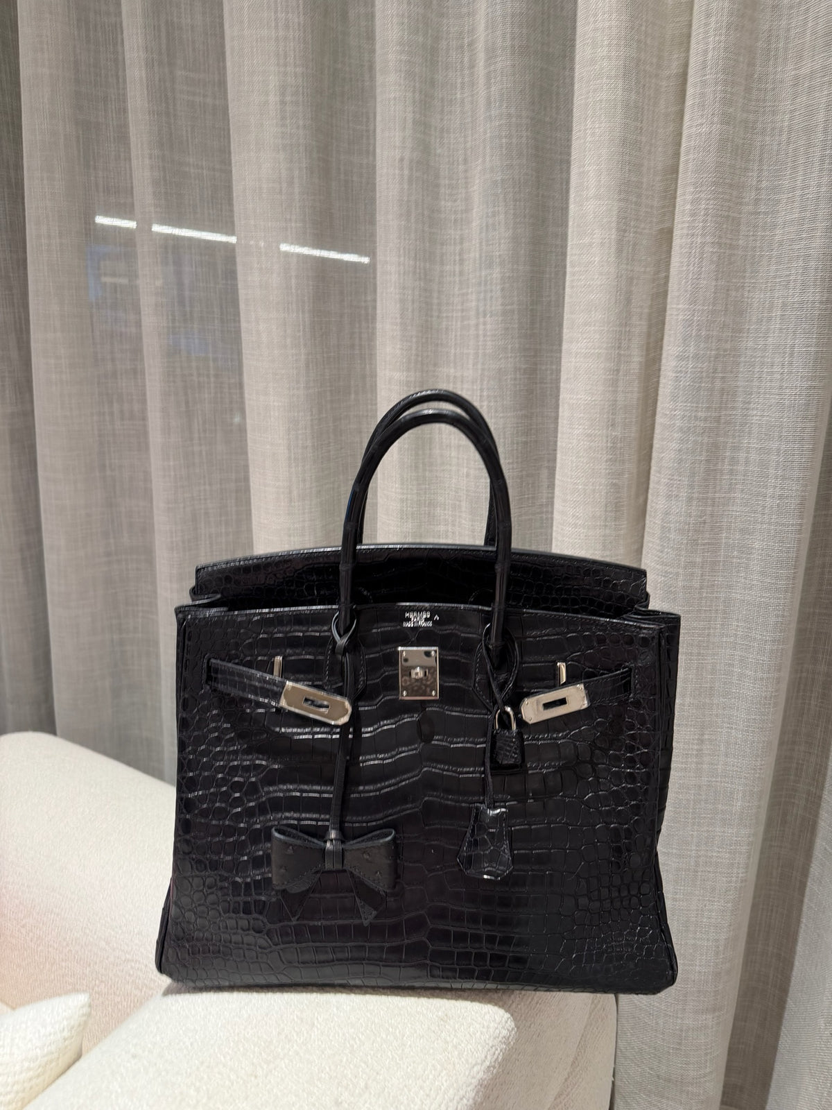 Noir Ostrich Bag Charm