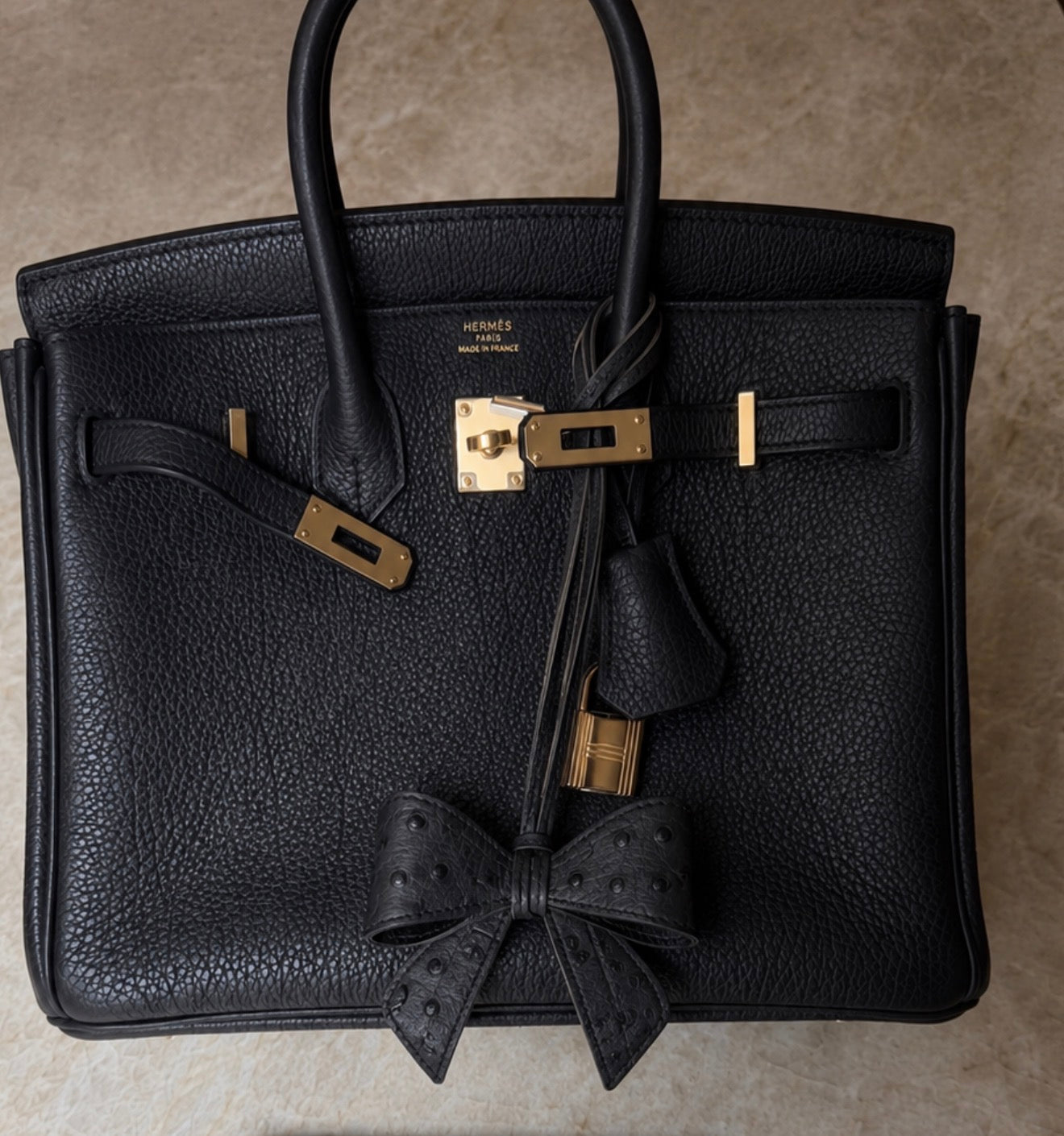 Noir Ostrich Bag Charm