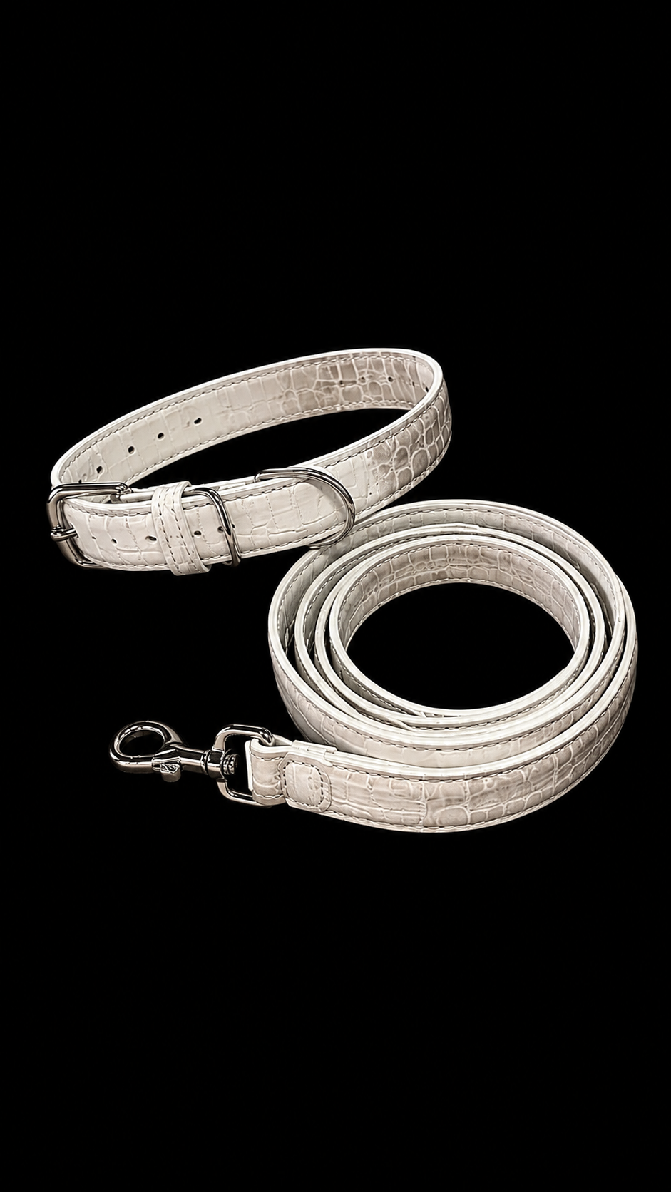 Dog Collar and Leash Himalayan Crocodile Leather